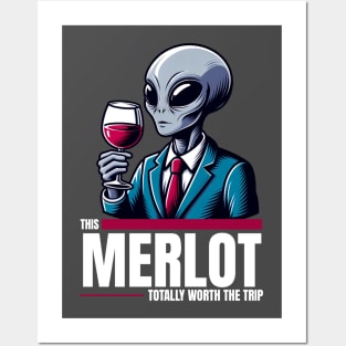 Worth the Trip - Alien with Wine Posters and Art